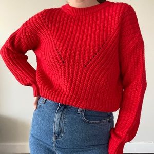 Red knit sweater